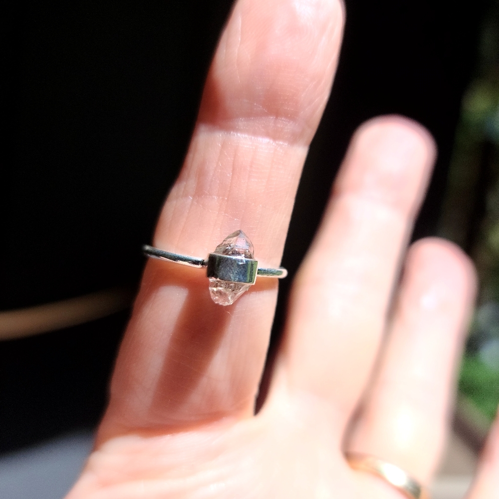 1karat Herkimer diamond sterling ring sz6.75 - Picture 8 of 9